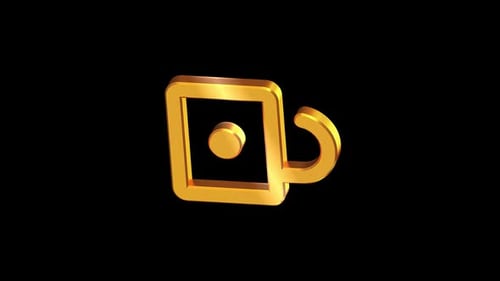 3D Golden Unlocked Padlock Icon Rotation Animation