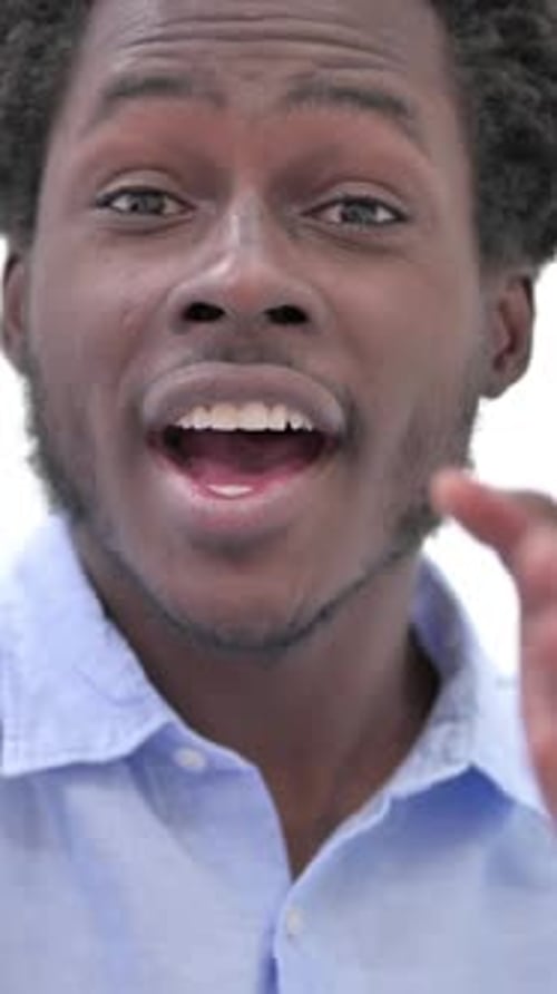 Close-up Shot of African Man Doing Video Chat, Vertical Video
