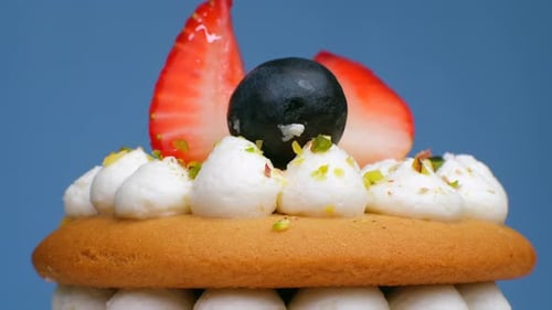 Close Up of a Delicious Fruit Topped Cake