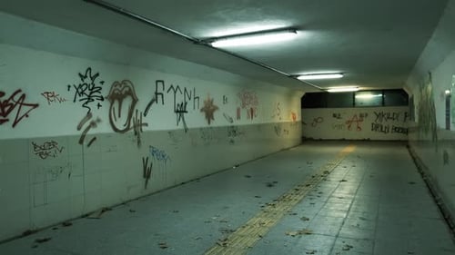 It's an abandoned underpass with graffiti and sometimes people pass through it.