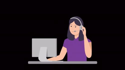 Flat Design Animation of a Customer Support Agent
