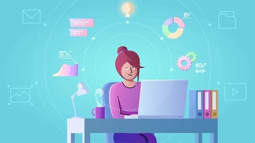 Girl and Business Plan Simple Flat Motion Graphic