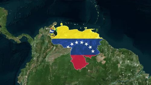 Venezuela Map Zoom and National Flag Reveal Animation