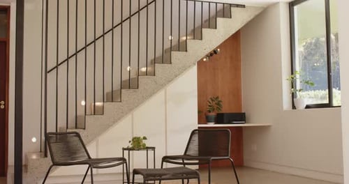 Stylish Staircase and Modern Furniture in a Home Interior