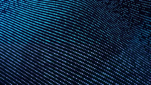 Abstract digital dynamic particle waves with light motion lights background, data flow, cyber