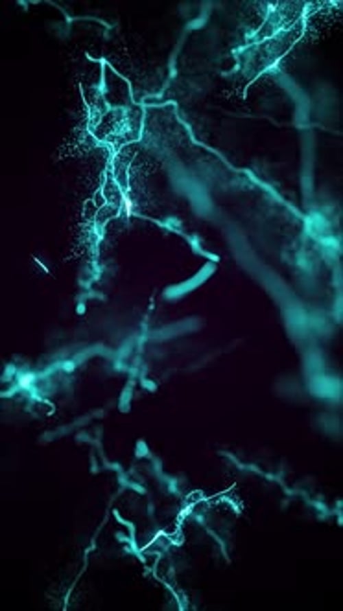 Vertical Video - Glowing Energy Beams and Particles Abstract Technology Background