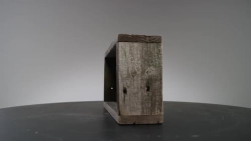 Rotating Question Mark Painted on Rustic Wooden Box