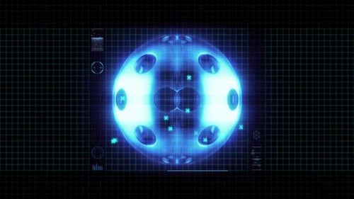 Futuristic Digital Sphere with Glowing Blue HUD Interface
