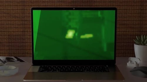 Animated Laptop Screen Opening and Green Screen Reveal