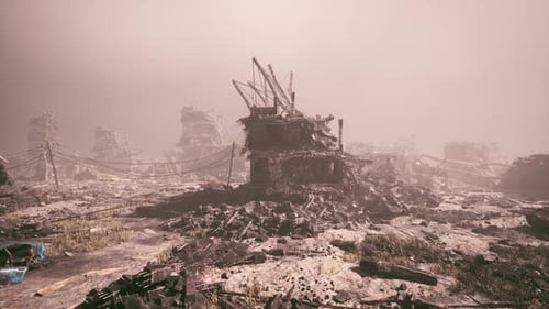 Desolated Urban Landscape Shows the Aftermath of Military Destruction
