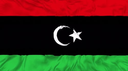 Waving Flag with Red Black Green Stripes Crescent and Star