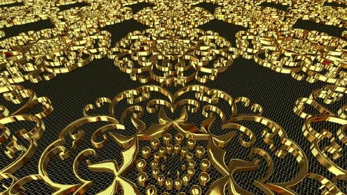 Animated Golden Decorative Flowing Ornamental Background Loop