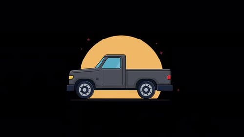 2D Flat Design Pickup Truck Driving Animation