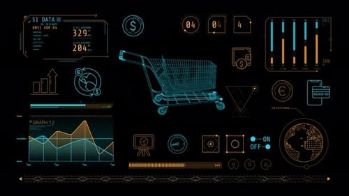 Animation of Infographics About Online Shopping on Alpha Channel