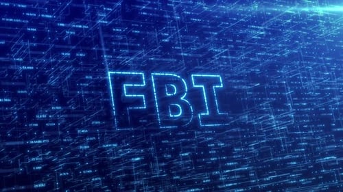 Concept du FBI sur un réseau technologique futuriste bleu sur fond de cyberespace numérique