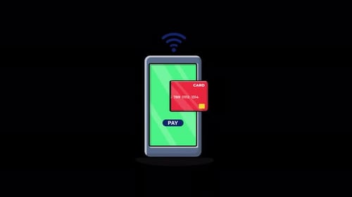 Animated Flat Design Mobile Payment with Credit Card