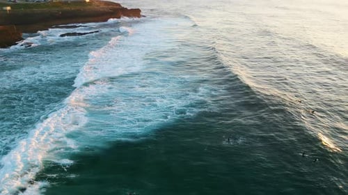 Ocean Waves Reflecting Sunlight