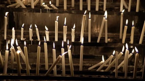 Burning Candles in the Dark Warm Light