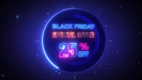 Black Friday Special Offer Neon Digital Sales Animation