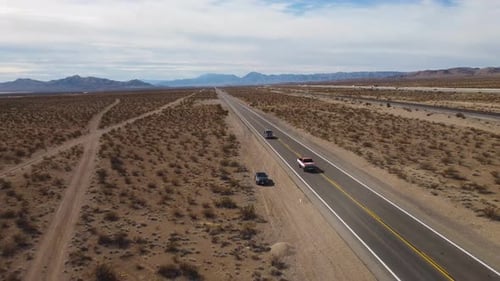Road on a Desert landscape, aerial view, dry climate in Southwest USA