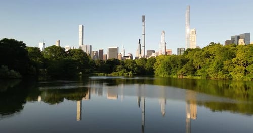 The Lake in Central Park, Manhattan, New York, USA - aerial view