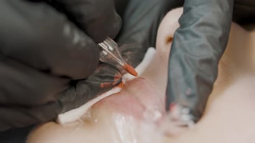 Cosmetic Tattoo Application on Lips