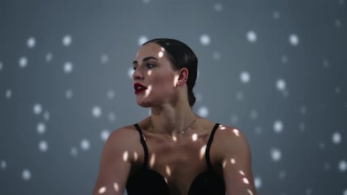 Attractive Ballerina Dancing Passionately In Studio Beautiful Woman Performing Modern Choreography