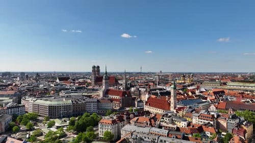 Amazing Aerial View Of The City Center Of Munich Germany
