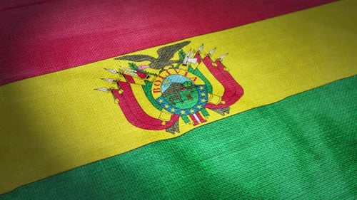 Waving Bolivia Flag with National Coat of Arms