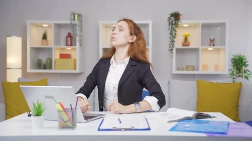 Home office worker woman has fatigue.