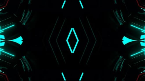 Turquoise And Red Abstract Geometric Neon Mirror Flashing Background Vj Loop In 4K