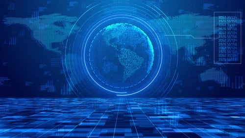 Digital World Globe Data Network Technology Loop Background