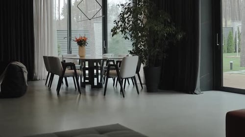 Modern Interior Living Space With Dining Table