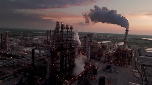 Rising Gas Prices Concept Massive Oil Refinery and Fuel Production Facility