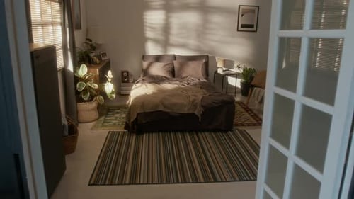 Sunlit Bedroom Interior with Stylish Design Elements