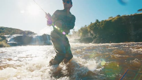 Fly Fishing in a Rapid River