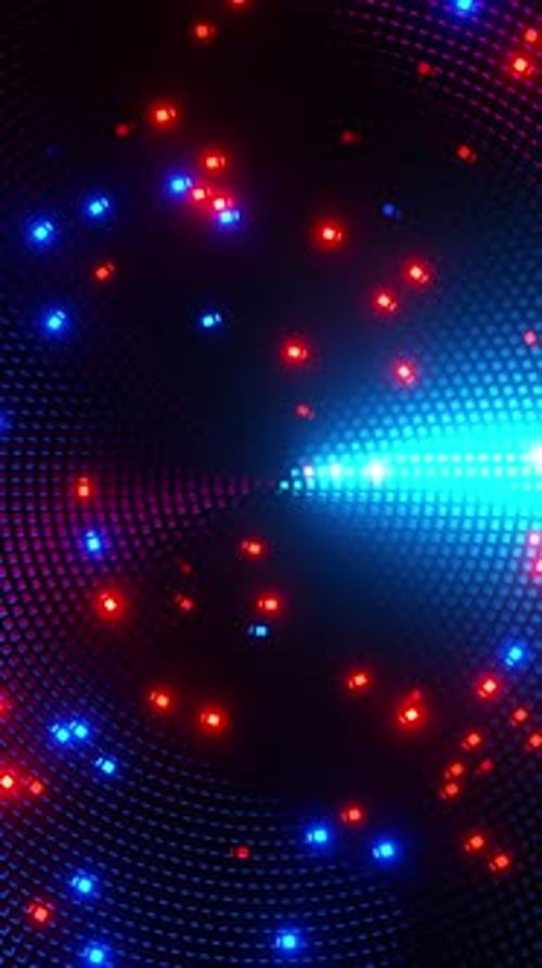 Futuristic Glowing Grid with Red and Blue Squares