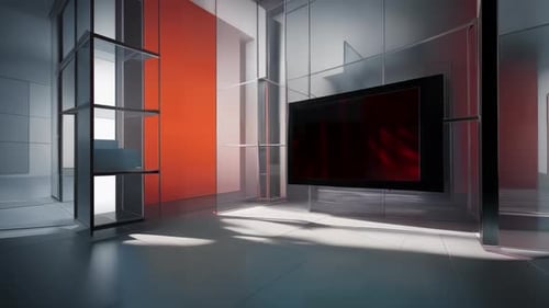 Modern Virtual Studio Background with Green Screen TV Display