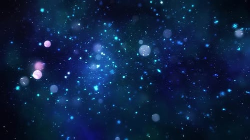 Sparkling Winter Snowflakes and Blue Glowing Particles Background