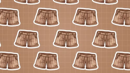 Animated Looping Pattern of Illustrated Brown Shorts
