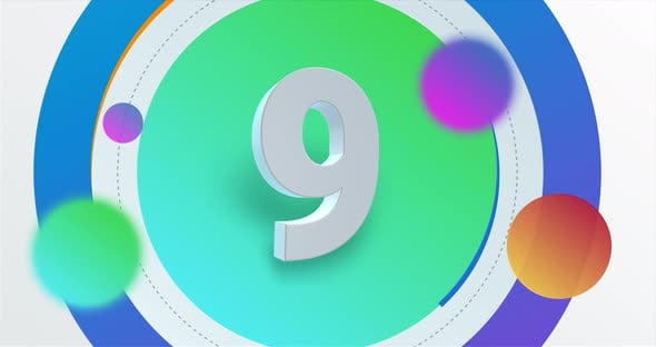 Number 9 countdown 4k for YouTube videos count numbers with colorful ...