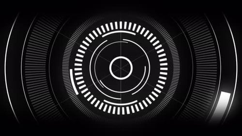 Futuristic HUD Digital Interface with Rotating Data Display