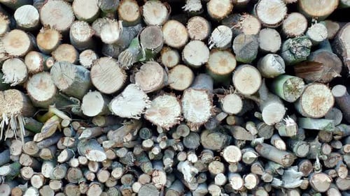 Pilas de leña. Pila de leña preparada para chimenea. Fondo de leña.