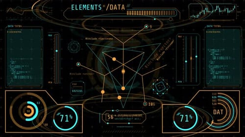 Animated Hightech Screen with Various Data Processing Activities
