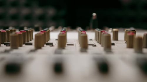 Remote control mixer to adjust the sound volume level Create music Recording studio equalizer