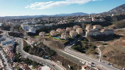 Beautiful Coastal City Aerial View on a Sunny Day