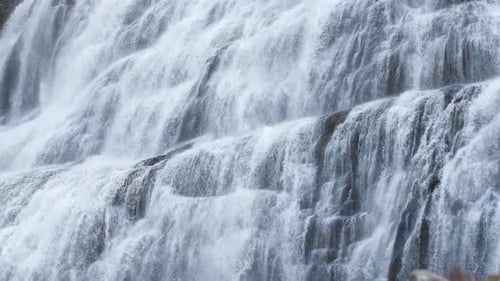 Dynjandi Powerful Waterfall Slow Motion Beautiful Iceland Nature Landscape