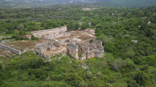 Ancient Ruins of Tlos City in Green Mountains of Southern Turkey
