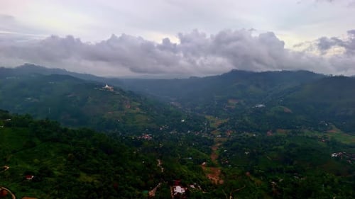 Sri Lanka landscape with valleys, aerial drone view