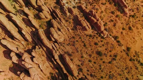 Big canyon red rocks aerial view. Beautiful american national park canyon.
